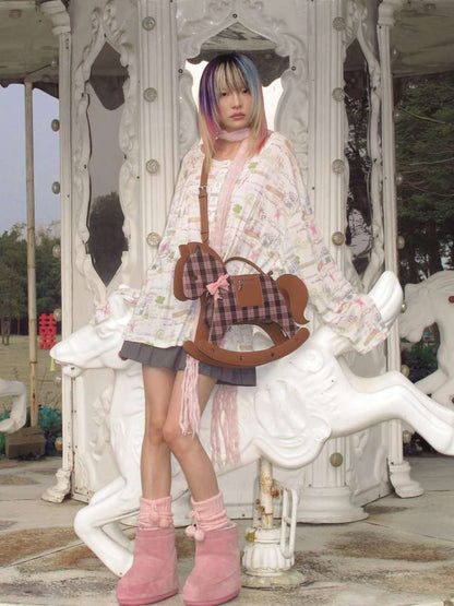 Horse Chinese Blessing Print Top【s0000015379】