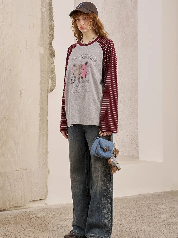 Vintage-Washed Relaxed Straight-Leg Jeans【s0000014043】