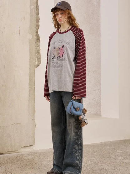 Vintage-Washed Relaxed Straight-Leg Jeans【s0000014043】