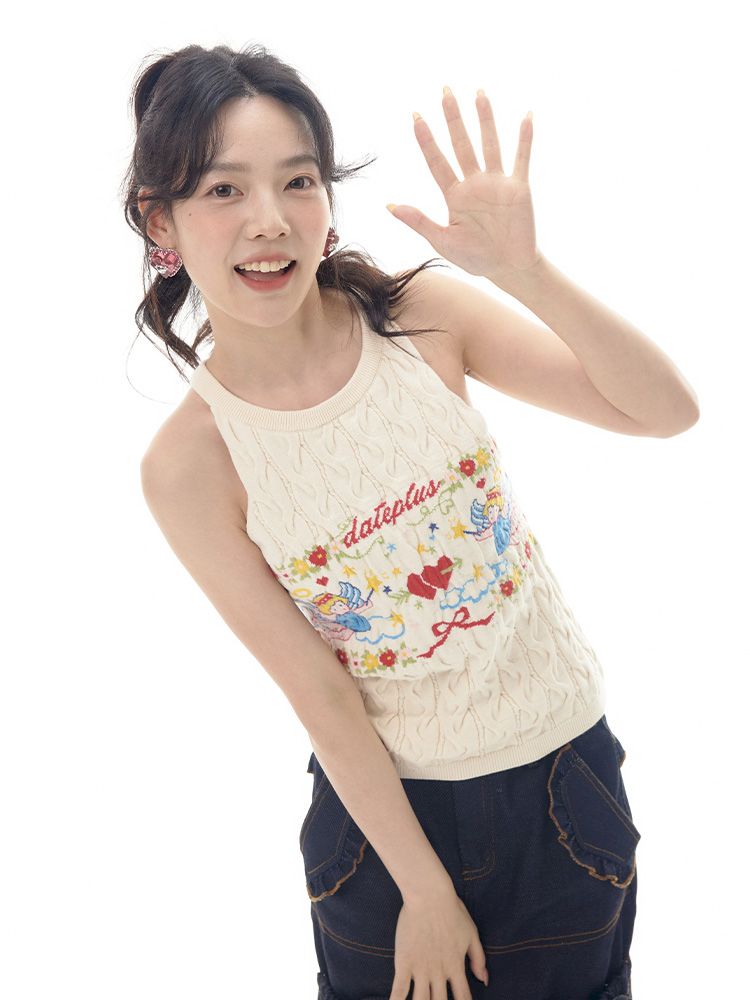 Angel Pattern Sleeveless Camisole Tank Top【s0000012007】