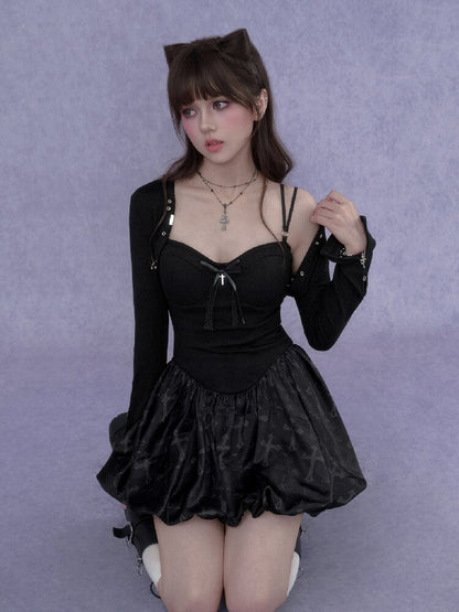 Cross Shaped Flower Bud Strap Dress【s0000017278】