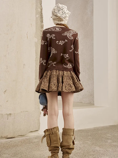 Jacquard Lightweight Long-Sleeve Soft-Fit Knit Cardigan【s0000014064】