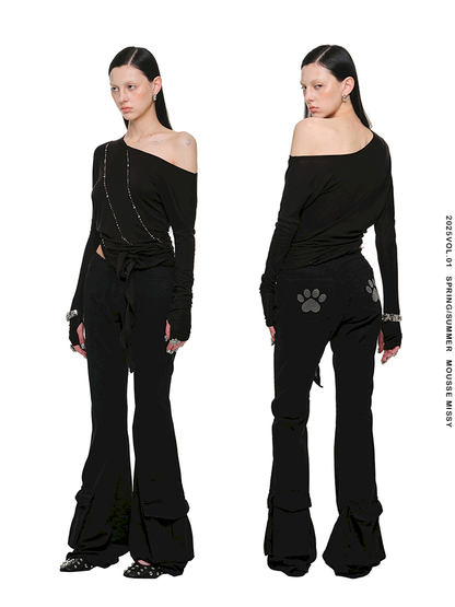 Washed Canvas Retro Flared Pants【s0000011574】