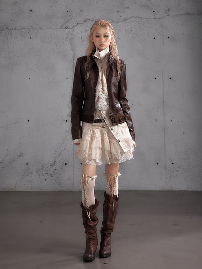Riveted PU Leather Split Jacket【s0000019156】