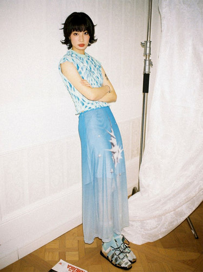 Gradient mesh half-skirt【s0000012300】