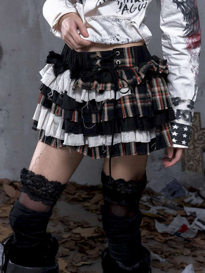 Heavy-Duty Plaid Tiered Skirt【s0000014477】