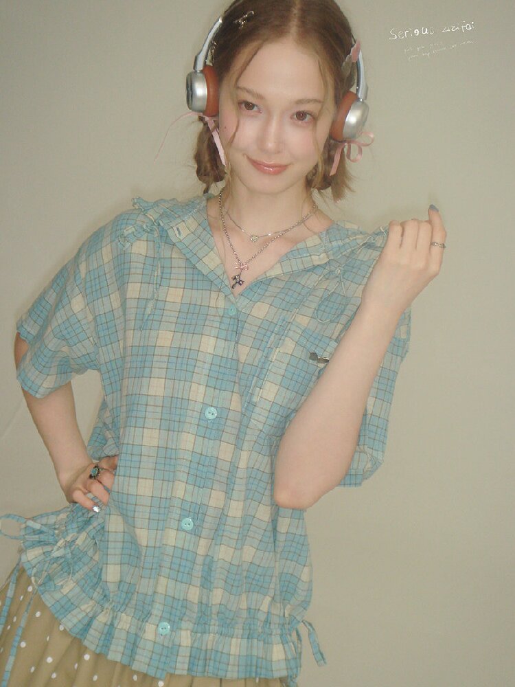 Ruffle Hem Hooded Plaid Shirt【s0000016619】