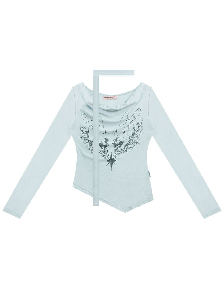 Swing Neck Long Sleeve T-Shirt【s0000011520】