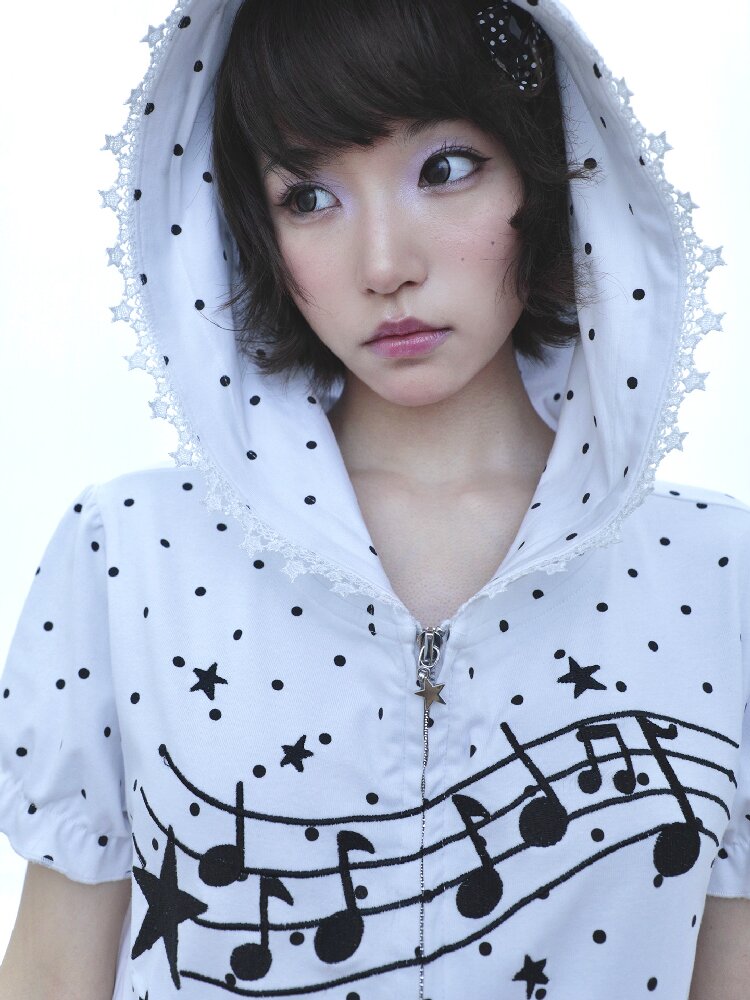 Notes Polka Dot Hooded Cardigan【s0000016547】