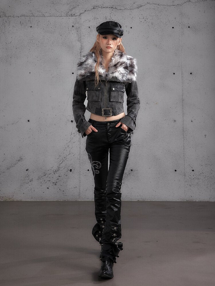 Washed Wax Leather Skinny Pants【s0000019162】