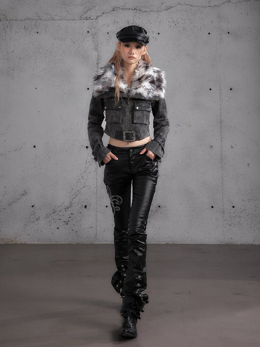 Washed Wax Leather Skinny Pants【s0000019162】