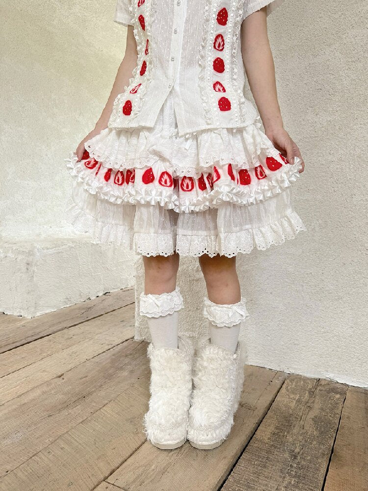 Cake Print Lace Bow Short Skirt【s0000018539】