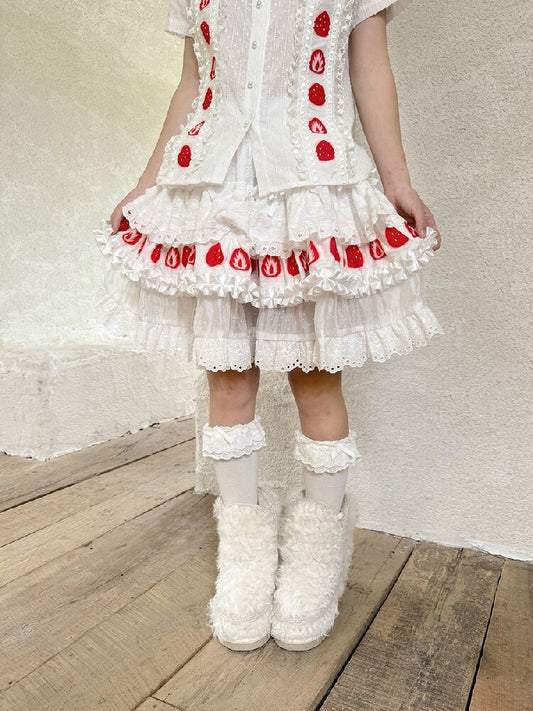 Cake Print Lace Bow Short Skirt【s0000018539】