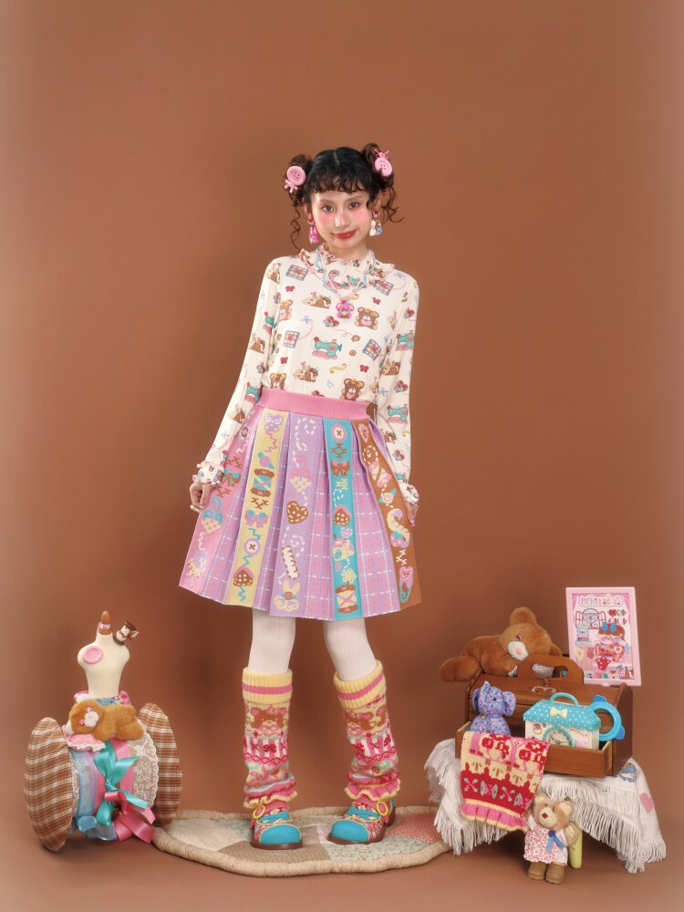 Pink Purple Plaid Pleated Skirt【s0000015584】