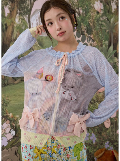 Illustration Mesh Cardigan Jacket【s0000017124】