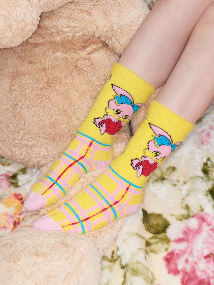 Plush-Style Check Pattern Animal Socks【s0000014510】