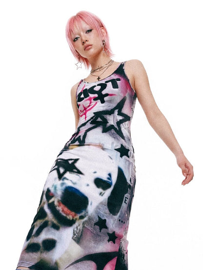 Original Graffiti Slim Vest Dress【s0000017402】