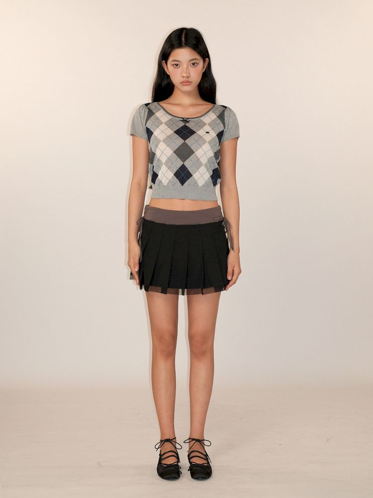 Bubble Sleeve Knit Short Sleeve Top【s0000013461】