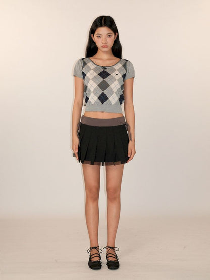 Bubble Sleeve Knit Short Sleeve Top【s0000013461】