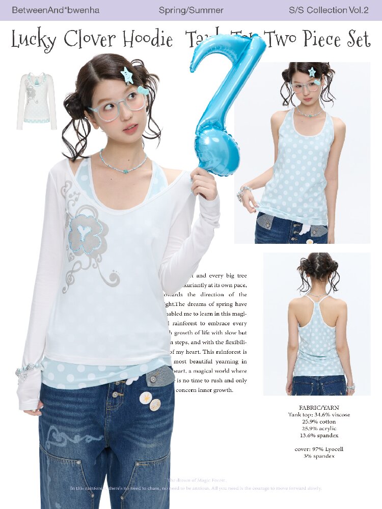 Mint Polka Dot Vest Two Piece Top【s0000016401】