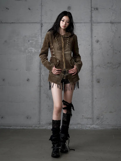 Corduroy Detachable Slim-Fit Hooded Jacket【s0000013952】