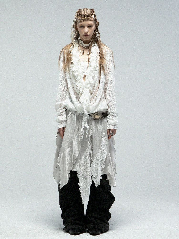 Ruffle Loose Romantic Lace Shirt【s0000011835】