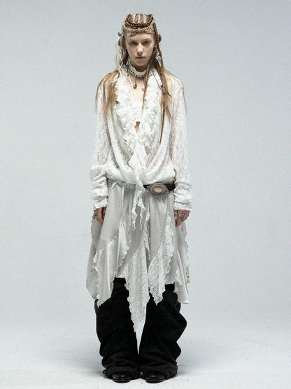 Ruffle Loose Romantic Lace Shirt【s0000011835】