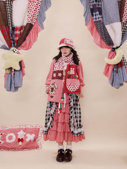 Checkered Jacquard Lace Dress【s0000019289】