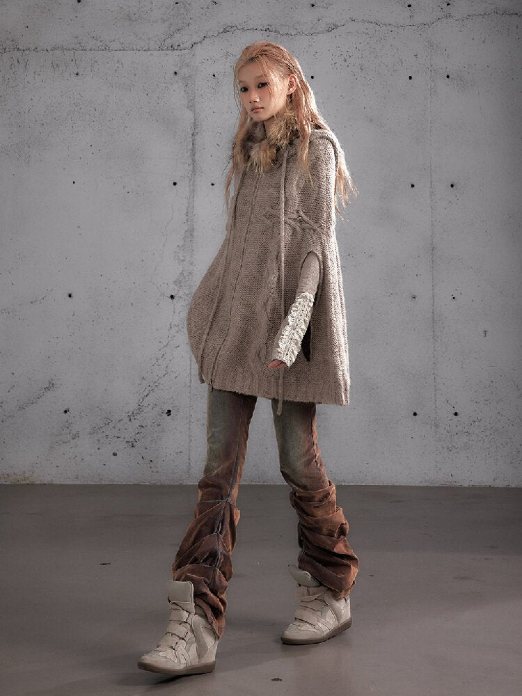 Twisted Knit Wool Cape Jacket【s0000019160】