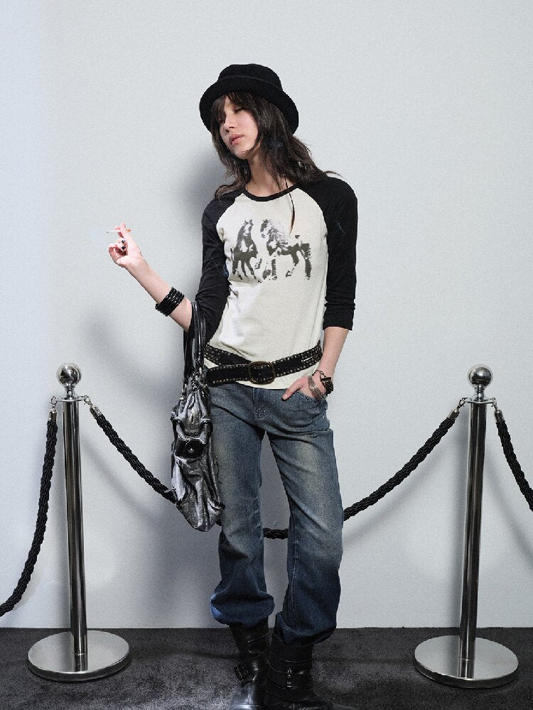 Pony Print Raglan Street T Shirt【s0000016237】