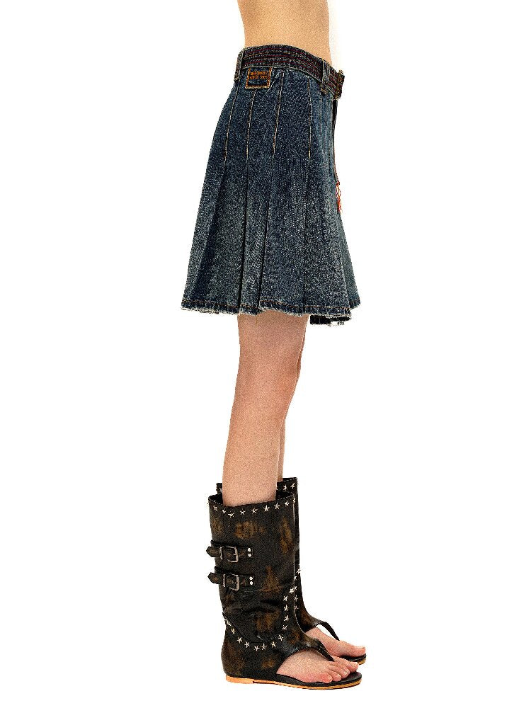 Vintage Contrast Waistband Skirt【s0000016140】