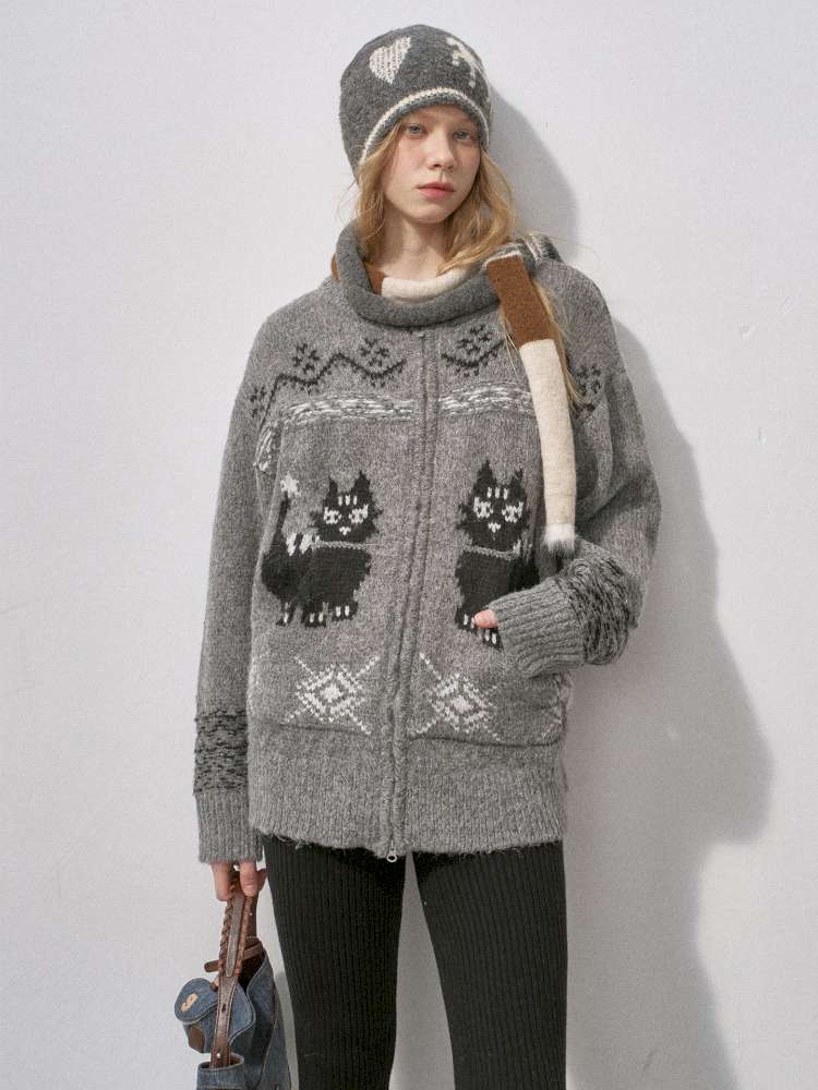 Concubine Cat Hoop Yarn Knit Jacket【s0000015227】