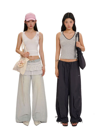 Collision color side sleeveless camisole tank top【s0000013440】