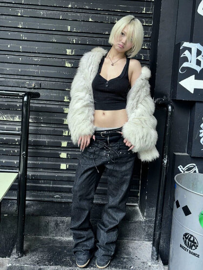Stacked Raw Denim Zipper Jeans【s0000018188】