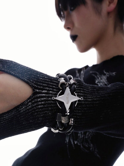 Leather Heavy Beaded Bracelet【s0000018841】