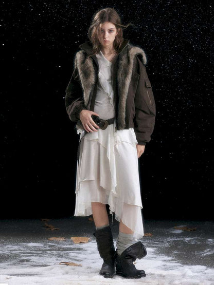 Vintage Distressed Flying Padded Jacket【s0000014673】