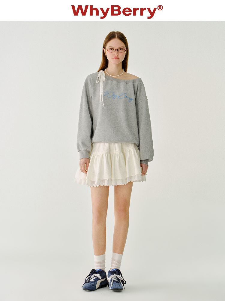 Lace Ribbon Sweatshirt Raglan Top【s0000011980】