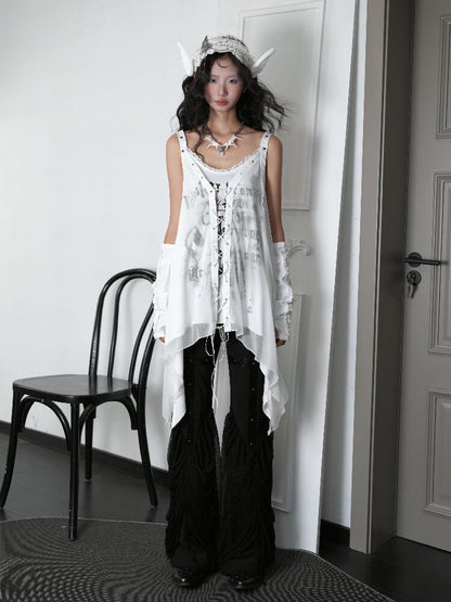 White Niche Punk Style Slip Dress【s0000018174】