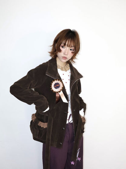 Vintage Badge Suede Patchwork Jacket【s0000018668】