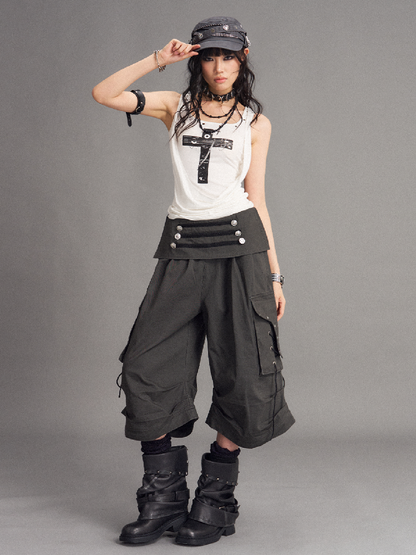 Distressed Low Waist Workwear Shorts【s0000017527】