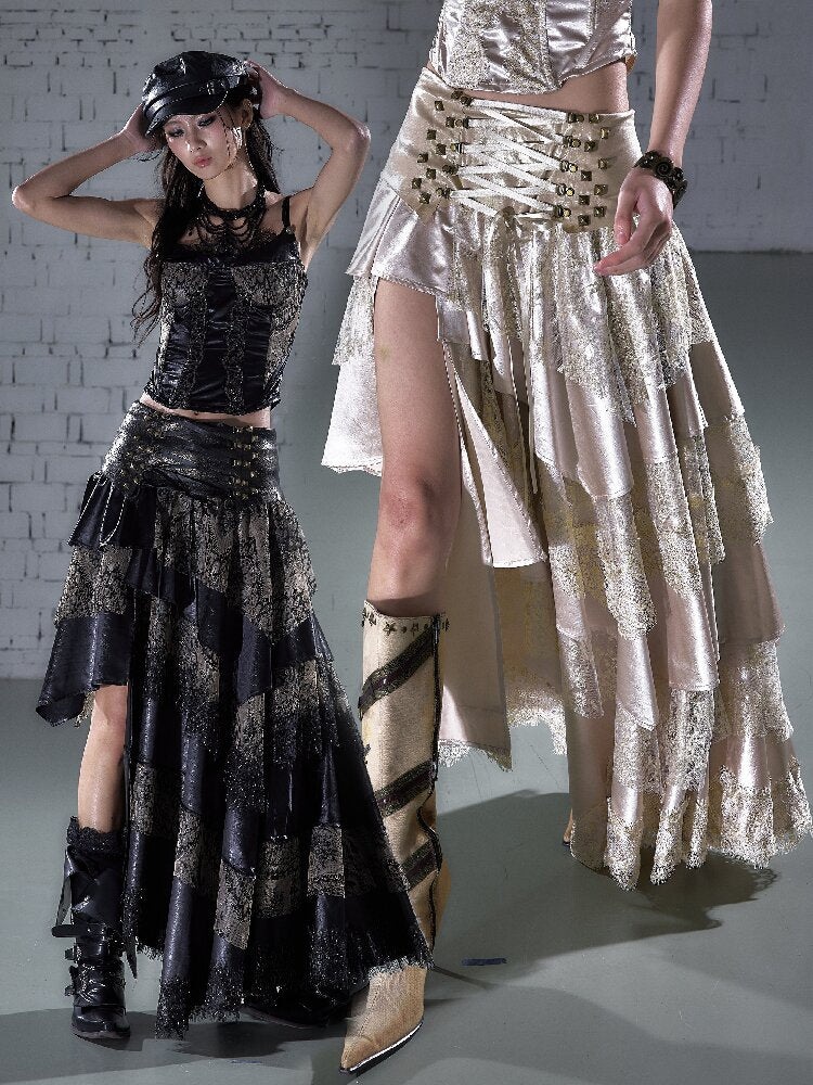Lace Patchwork Irregular Skirt【s0000015935】