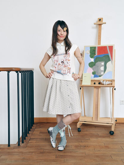 Two-Tone Doll Collar Short-Sleeve【s0000018719】