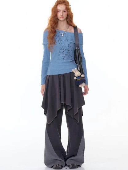 Off-the-Shoulder Long Sleeve T-Shirt【s0000014359】