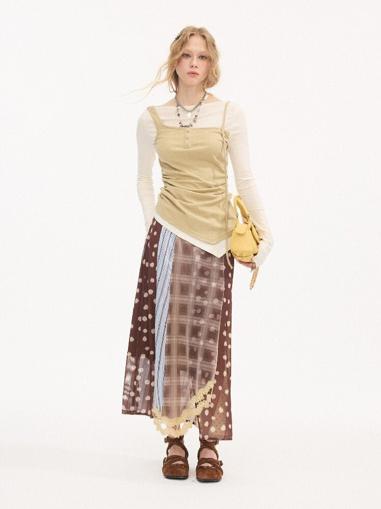 Tencel Wool Faux Two Piece Top【s0000015899】