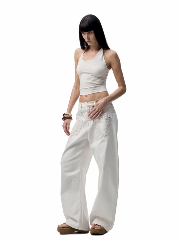 Slant U Neck Button Knot Solid Color Camisole【s0000012394】
