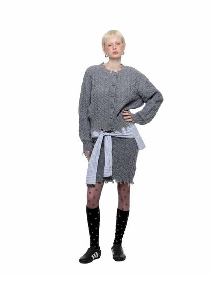 Twisted Flower Knit Cardigan Halter Skirt Set【s0000011570】