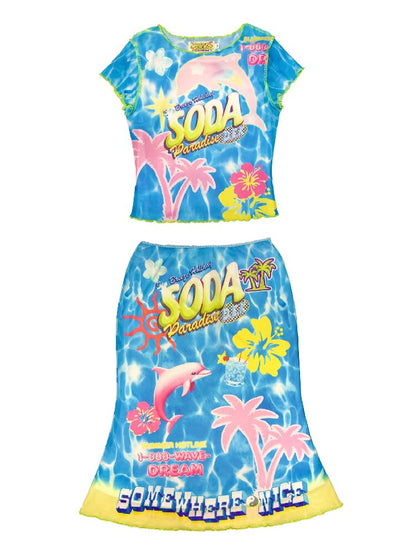 Mesh Short Sleeve Mermaid Dress【s0000017519】
