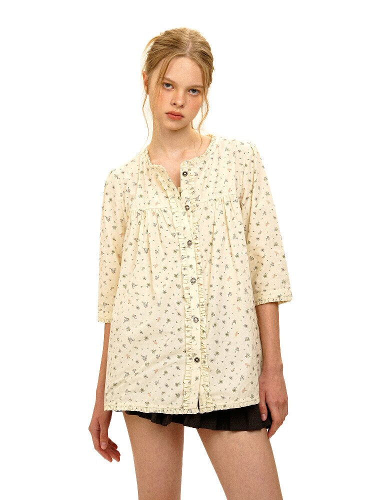Hand Painted Floral Lace Shirt【s0000017933】