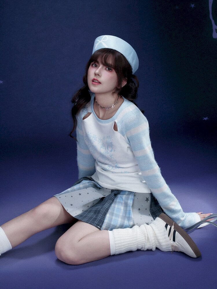 Star Gummy Splicing Pleated Skirt【s0000015438】