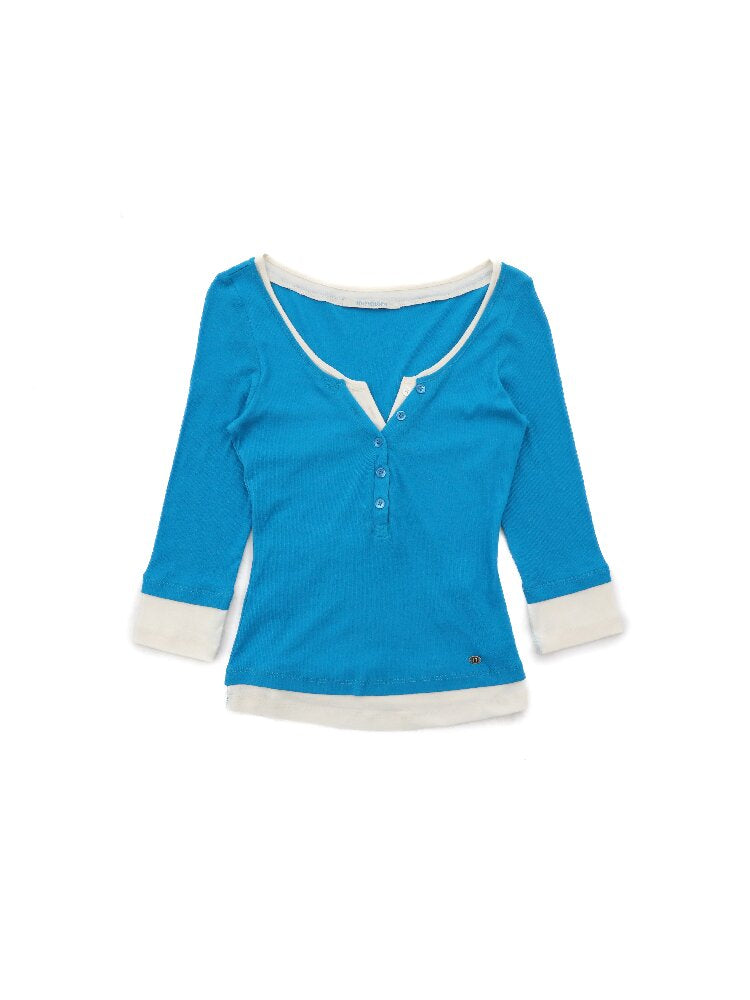 Two Piece Contrasting Henry Top【s0000016112】